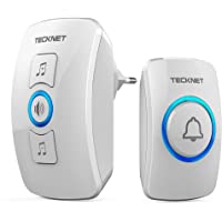 TECKNET Timbre inalámbrico-Timbre de Puerta con Indicadores LED- Resistente al Agua- 32 Melodías- Alcance a 250m- 4…